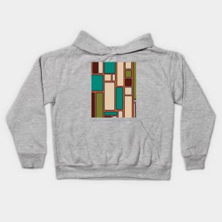 Modulus Retro Geometric Framed Pattern in Midcentury Modern Beige Teal Orange Rust Olive Kids Hoodie